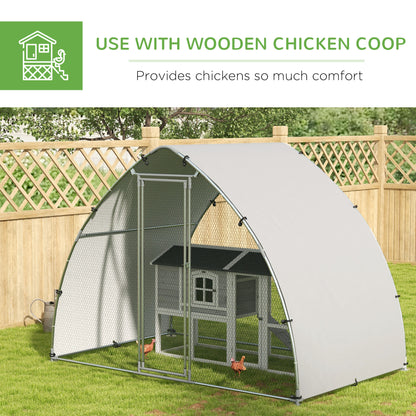 PawHut Galvanised Outdoor Chicken Coop with Cover, for 4-6 Chickens, Hens, Ducks, Rabbits, 3 x 1.9 x 2.2m - Silver Tone