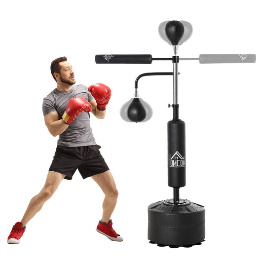 HOMCOM -in-1 Boxing Punching Bag, Freestanding with 2 Speed Bals, 360° Reflex Bar, 160-230cm Adjustable Height, Black