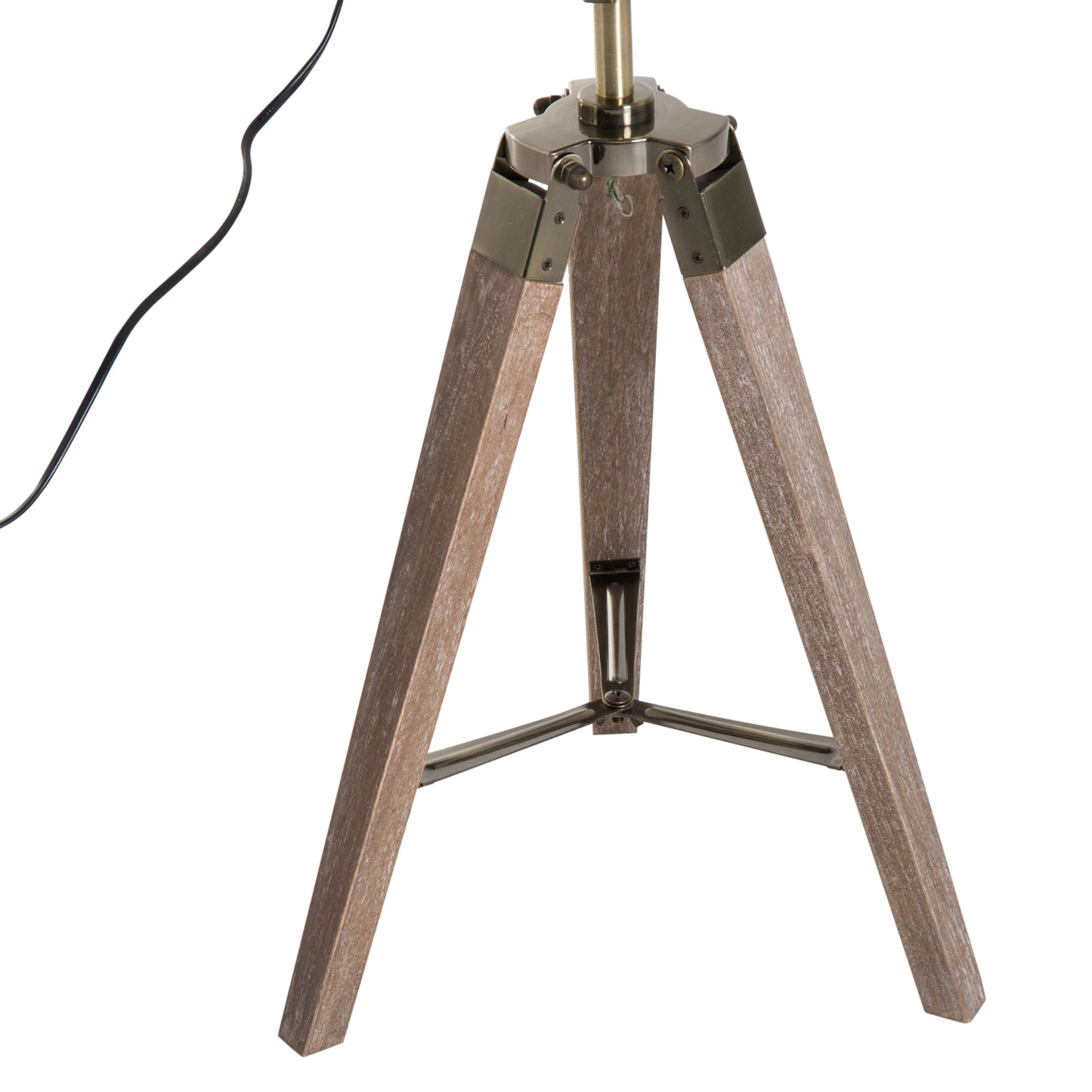 HOMCOM intage Tripod Table Desk Lamp Bedside Light Spotlight Brass Antique Searchlight Wooden Base