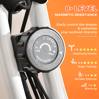 HOMCOM -in-1 Folding Exercise Bike with 8-Level Magnetic Resistance, Arm Resistance Band, Pulse Sensor, Orange