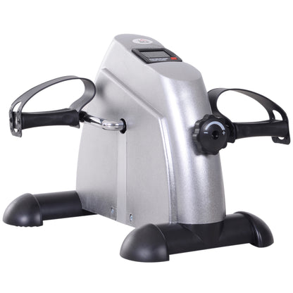 HOMCOM ini Exercise Bike Portable Pedal Exerciser Arm Leg Cycle Gym Fitness LCD Display Adjustable Resistance Silver