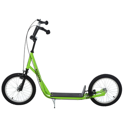 HOMCOM ick Scooters for Kids with Adjustable Height, Anti-Slip Deck, Dual Brakes, Rubber Tyres, for Boys and Girls Aged 5+ Years Old - Green