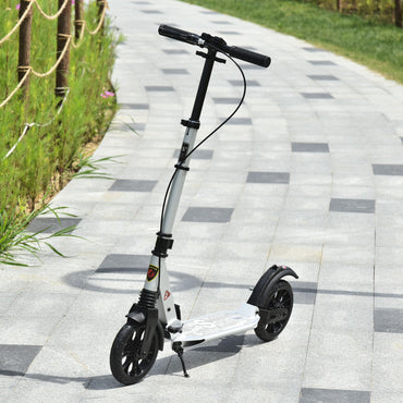 HOMCOM een/Adults Aluminium Folding Kick Scooter w/ Shock Mitigation System Silver