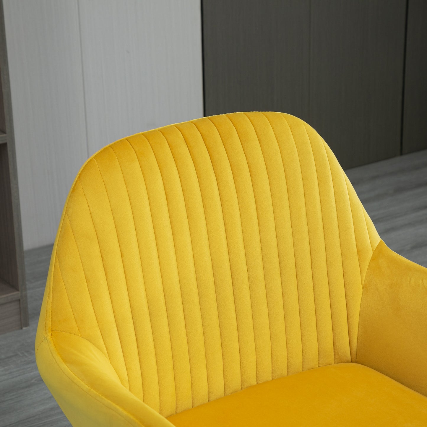 HOMCOM elvet-Feel Plisse Back Accent Chair - Yellow