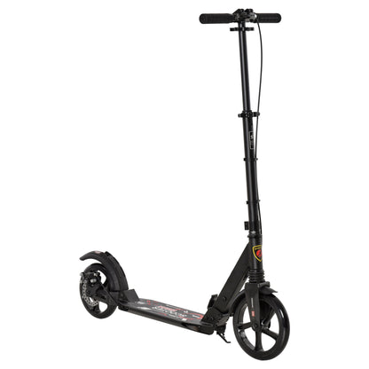 HOMCOM ick Scooter, Folding 2 Wheel Scooter for 14+ Teens Adults, with Dual Brake System, Dual Suspension, 230mm Big Wheels, 3 Adjustable Handlebar, up to 100KG, Black