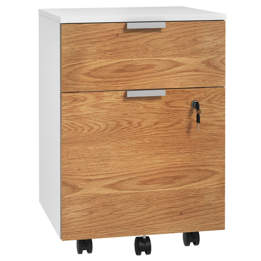 HOMCOM wo-Drawer Lockable Filing Cabinet - Wood Effect