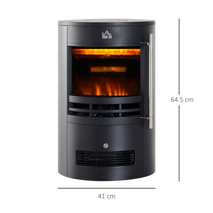 HOMCOM 00W/1800W Freestanding Electric Fireplace, Indoor Heater Fire Stove with Log Burner Effect Flame, Thermostat Control