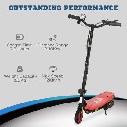 HOMCOM oldable Electric Scooter, with LED Headlight, for Ages 7-14 Years - Red