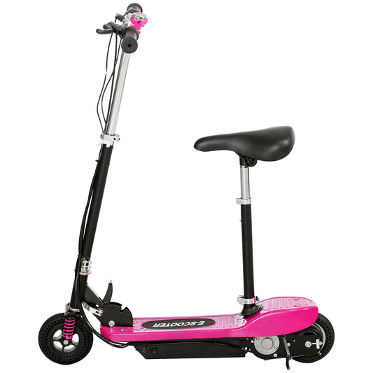 HOMCOM teel Ride on Powered Scooter, Folding E-Scooter with Warning Bell, 15km/h Maximum Speed, for 4-14 Years Old, Pink