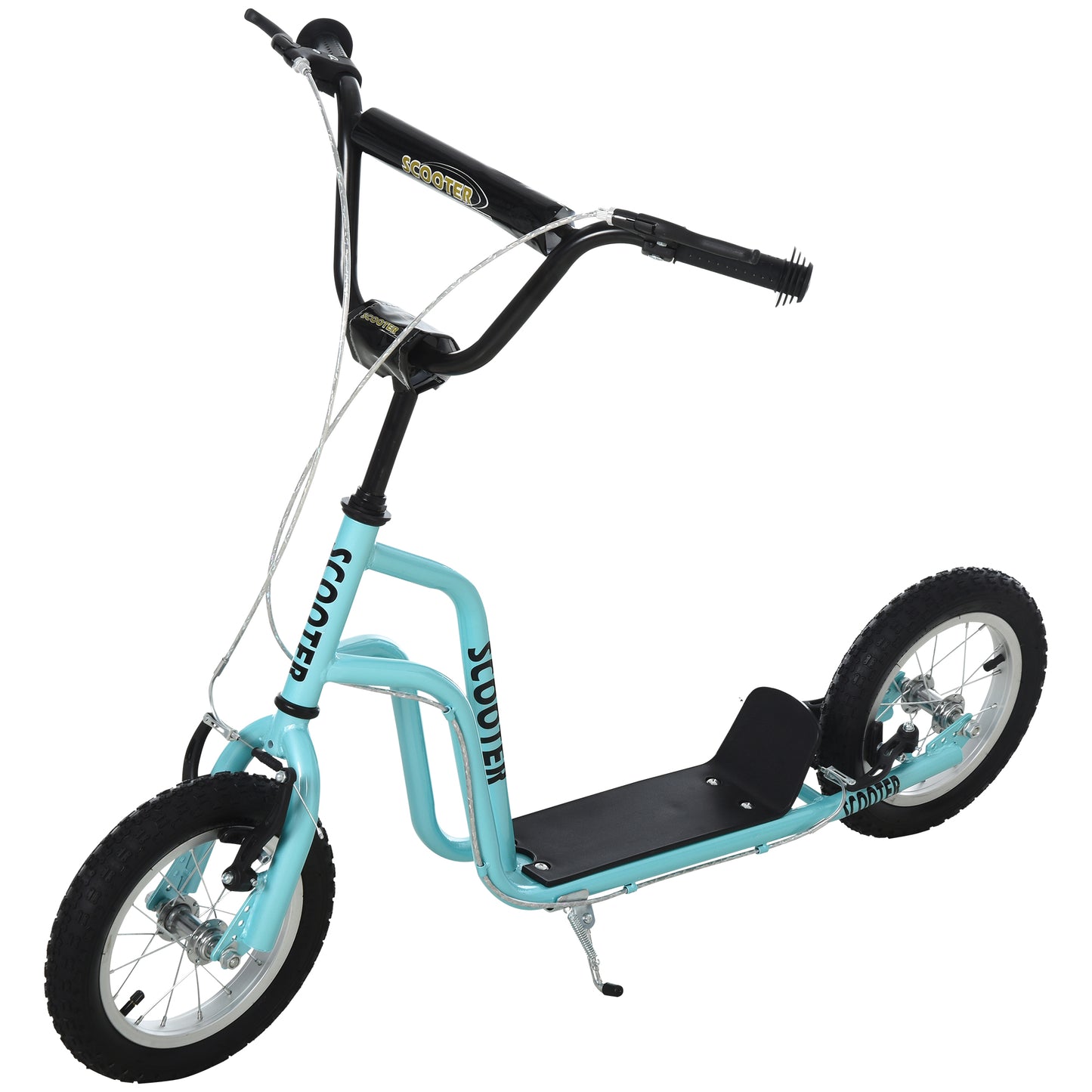 HOMCOM een Kids Stunt Scooter Children Kick Scooter Adjustable Handlebar 2 Brakes Ride On 12 Inch Rubber Tyres Blue