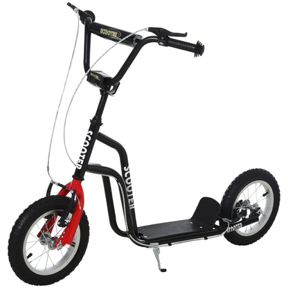 HOMCOM een Kids Stunt Scooter Children Kick Scooter Adjustable Handlebar 2 Brakes Ride On 12 Inch Rubber Tyres Black