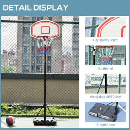 HOMCOM ortable Basketball Stand 175-215cm Adjustable Height Sturdy Rim Hoop w/ Large Wheels Stable Base Net Free Standing