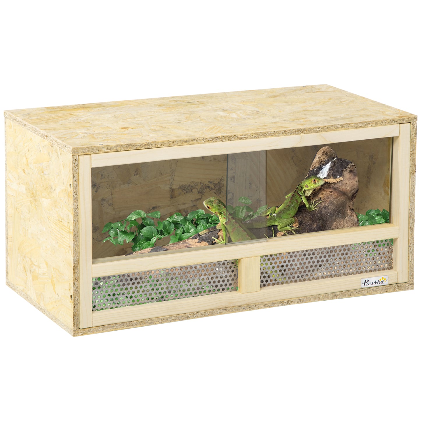 PawHut Reptile Terrarium Vivarium, Climbing Pet Containers, Reptile Habitat w/ Transparent Sliding Doors, Breathable Mesh, for Lizards, Horned Frogs, Snakes and Chameleons, 60 x 29.5 x 29.5cm