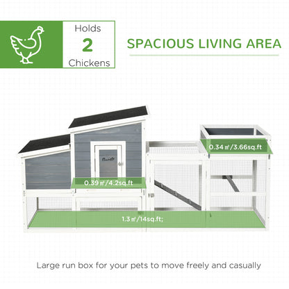 PawHut Deluxe Rabbit Hutch, Chicken Coop, Hen House, Wooden Poultry Cage with Plant Box, Openble Roof, Outdoor Run, Nesting Box, Removable Tray and Lockable Doors, 191.5 x 80 x 90cm