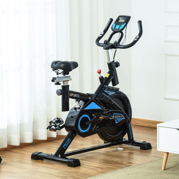 HOMCOM tationary Exercise Bike w/ iPad Holder, LCD Monitor, Comfortable Seat, Indoor Cycling Training Bike, 13KG Flywheel, Home Office, Black