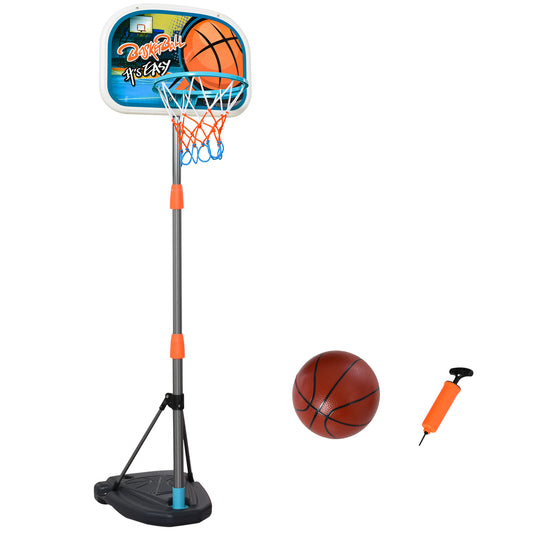 HOMCOM ids Basketball Hoop and Stand Portable Basketball Stand Set w/ Ball Pump Netting Backboard Adjustable Height from 126 cm to 158 cm