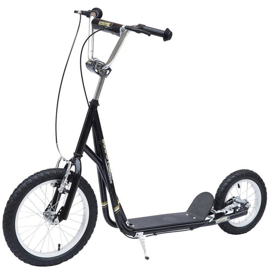 HOMCOM dult Teen Push Scooter Kids Children Stunt Scooter Bike Bicycle Ride On Alloy Wheel Pneumatic Tyres (Black)