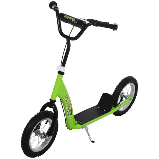 HOMCOM een Kids Stunt Scooter w/ Adjustable Handlebar, 12 Inch Rubber Tyres, Dual Brakes, Green