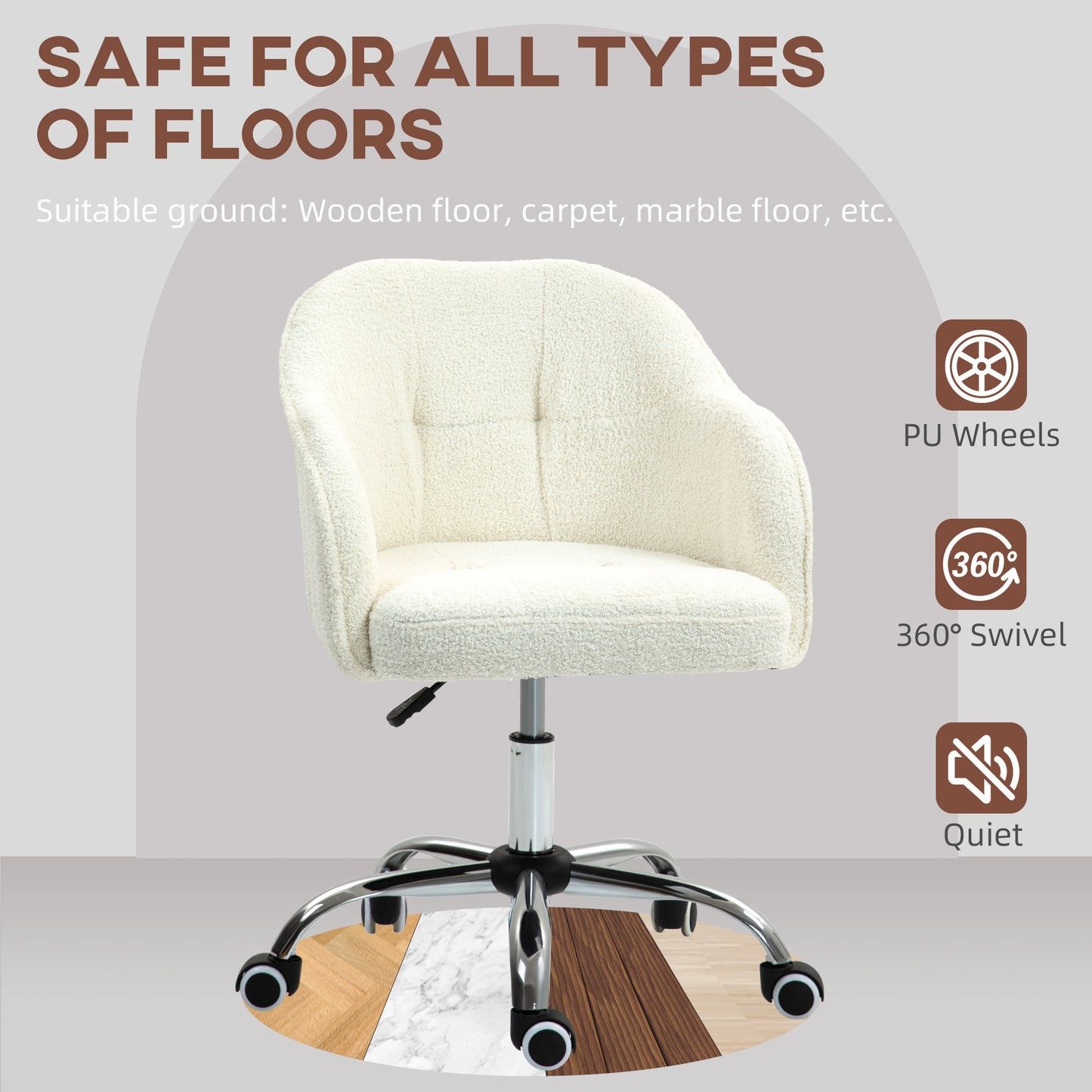 HOMCOM eddy Fleece Swivel Office Chair - Cream