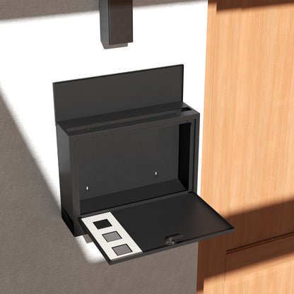 HOMCOM all Mounted Letterbox, Weatherproof Post Box, Modern Mailbox with 2 Keys and Viewing Windows, Easy to Install