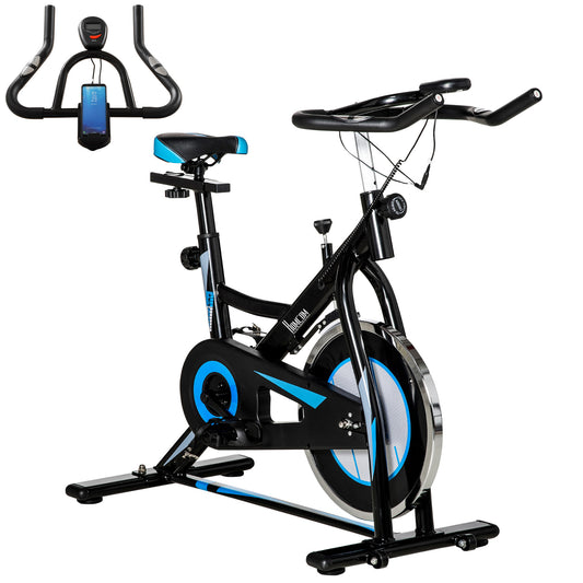 HOMCOM tationary Exercise Bike, 8kg Flywheel Indoor Cycling Workout Fitness Bike, Adjustable Resistance Cardio Exercise Machine w/ LCD Monitor Pad and Phone Holder for Home, Gym, Office, Black