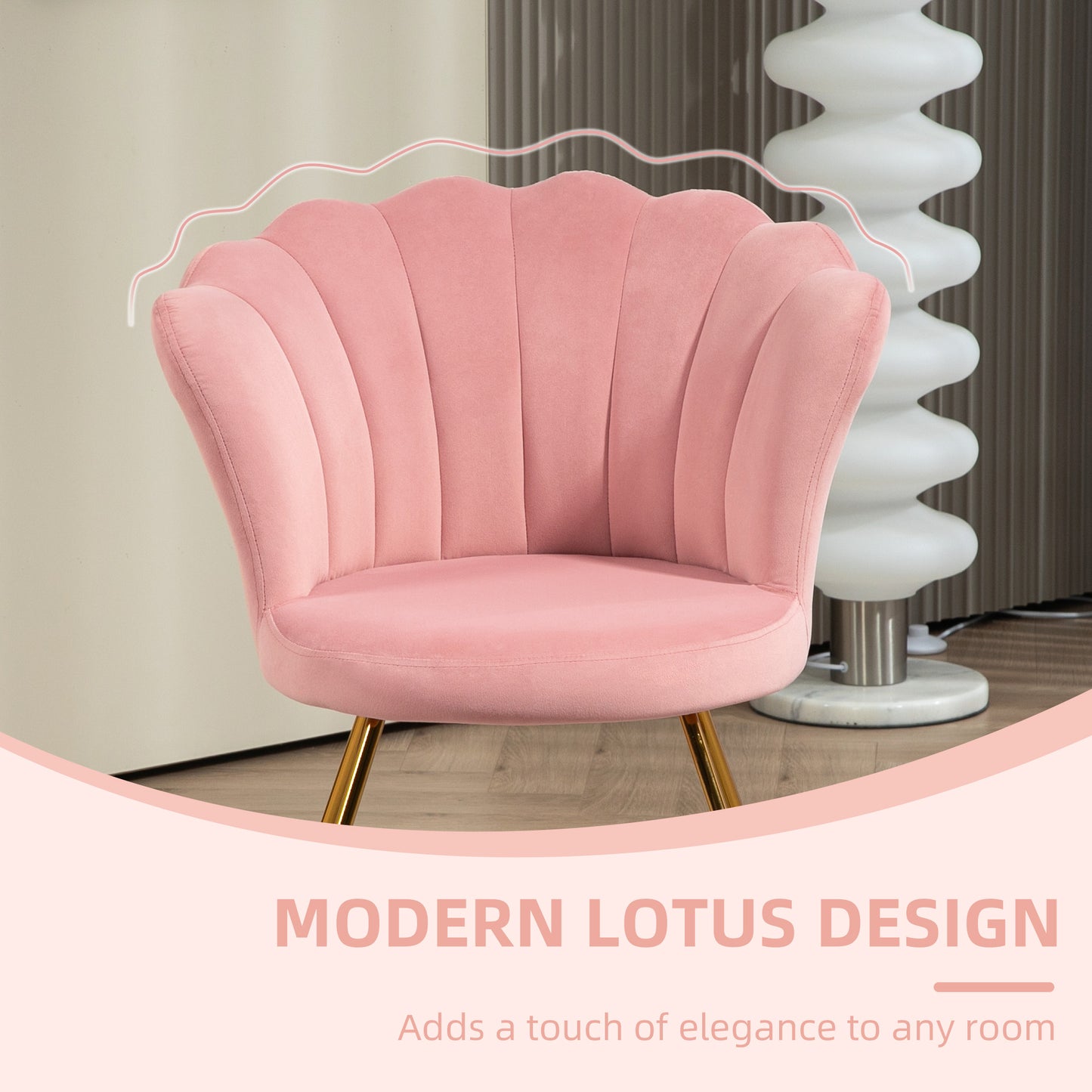 HOMCOM elvet-Feel Lotus Petal Accent Chair - Pink