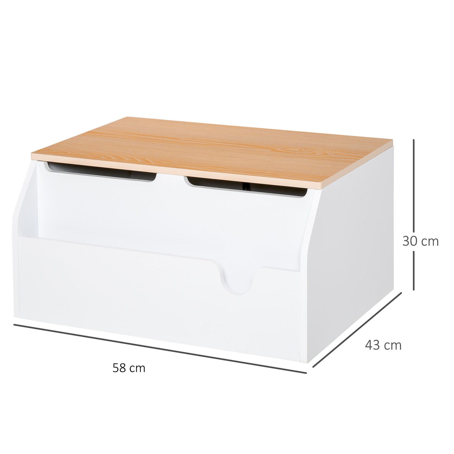 HOMCOM ooden Kids Toy Box Children Storage Chest Organiser Book Slot Safety Hinge Playroom Furniture White