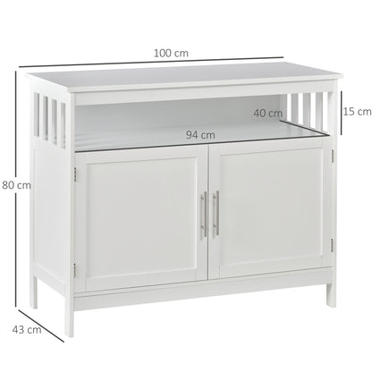 HOMCOM ood Console Hutch with Multi-Tier Shelf and 2 Layer Cabinet for Dining Room