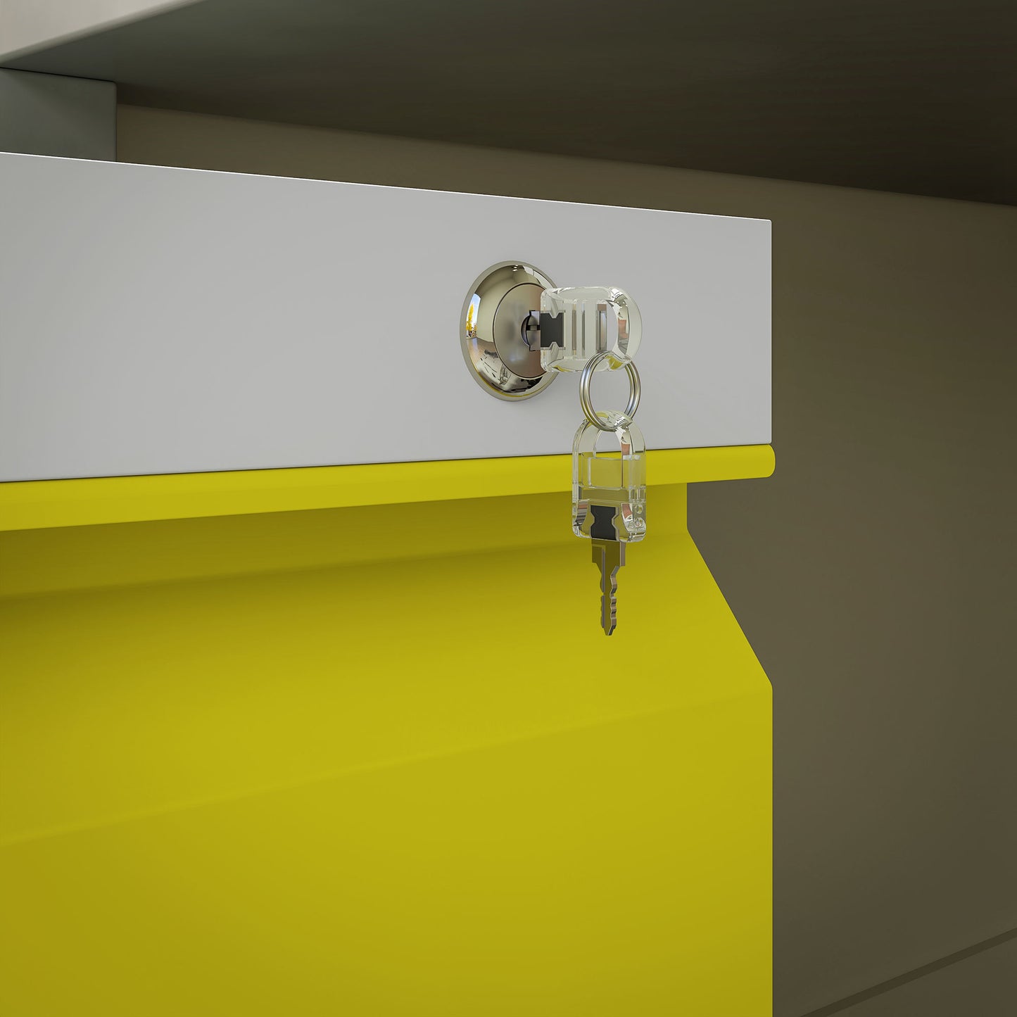 Vinsetto 3 Drawer Filling Cabinet, Mobile Metal File Cabinet with Anti-tilt Design for Letter, A4, Legal Size, Yellow