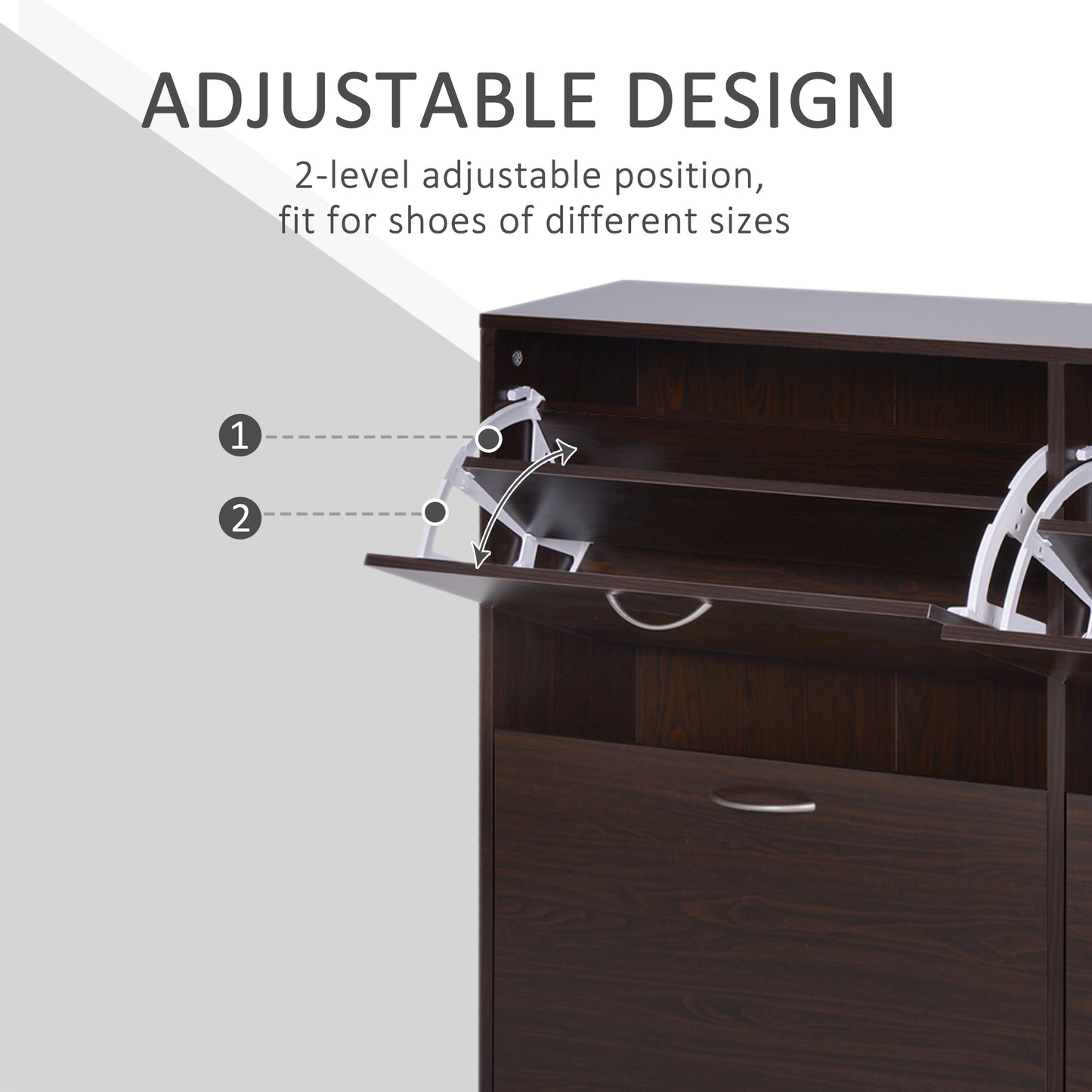 HOMCOM ooden Modern Design 4 Drawer Shoes Cabinet Pull Down Shelf Storage Organiser Entrance Hallway Furniture - Dark Brown