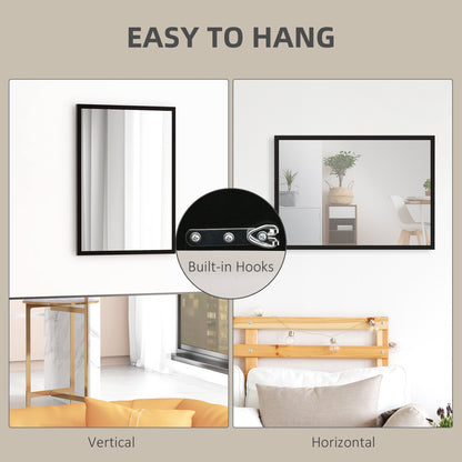 HOMCOM all Bathroom Mirror, 70 x 50 cm Wall-Mounted Mirror for Living Room, Bedroom, Hallway, Black