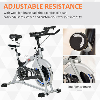 HOMCOM ndoor Cycling Exercise Bike Quiet Drive Fitness Stationary, 15KG Flywheel Cardio Workout Bicycle, Adjustable Seat& Resistance, w/LCD Monitor, Bottle Holder