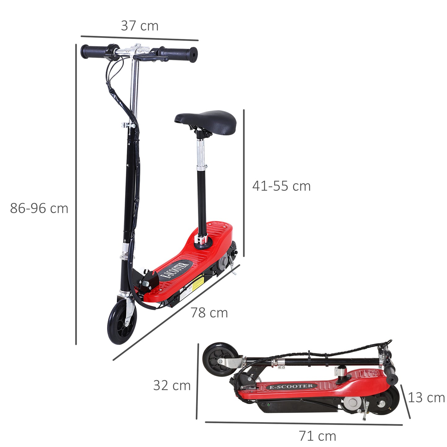 HOMCOM utdoor Ride On Powered Scooter Sporting Toy 120W Motor Bike 2 x 12V Battery - Red