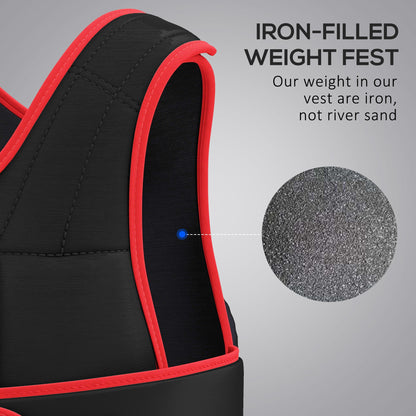 HOMCOM 0kg Weighted Vest, Adjustable Running Weight Vest with 38 Weight Bags for Men or Women Cardio Exercise, Black and Red