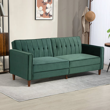 HOMCOM elvet-Feel Three-Seater Sofa Bed - Green