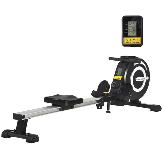 HOMCOM ndoor Body Health & Fitness Adjustable Magnetic Rowing Machine Rower with LCD Digital Monitor & Wheels for Home, Office, Gym