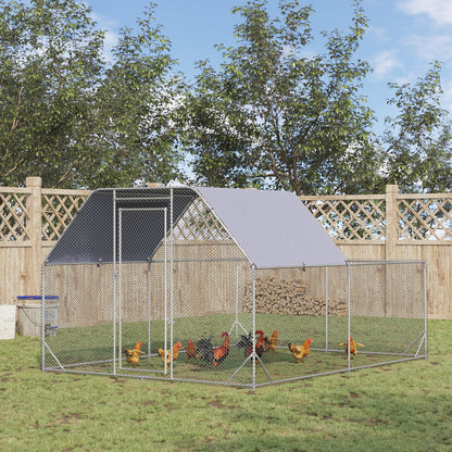 PawHut Walk In Chicken Run Chicken Coop with Roof Outdoor for 10-12 Chickens, Hen House, Duck Pen, 2.8 x 3.8 x 2 m