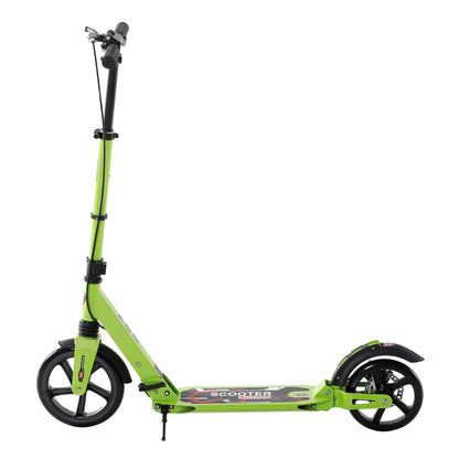 HOMCOM ick Scooter, Folding 2 Wheel Scooter for 14+ Teens Adults, with Dual Brake System, Dual Suspension, 230mm Big Wheels, 3 Adjustable Handlebar, up to 100KG, Green