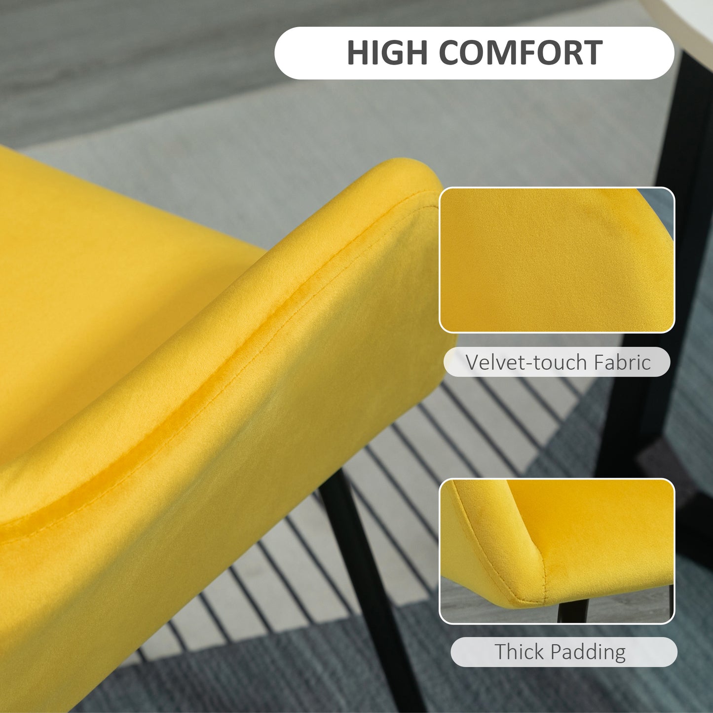 HOMCOM elvet-Feel Plisse Back Accent Chair - Yellow