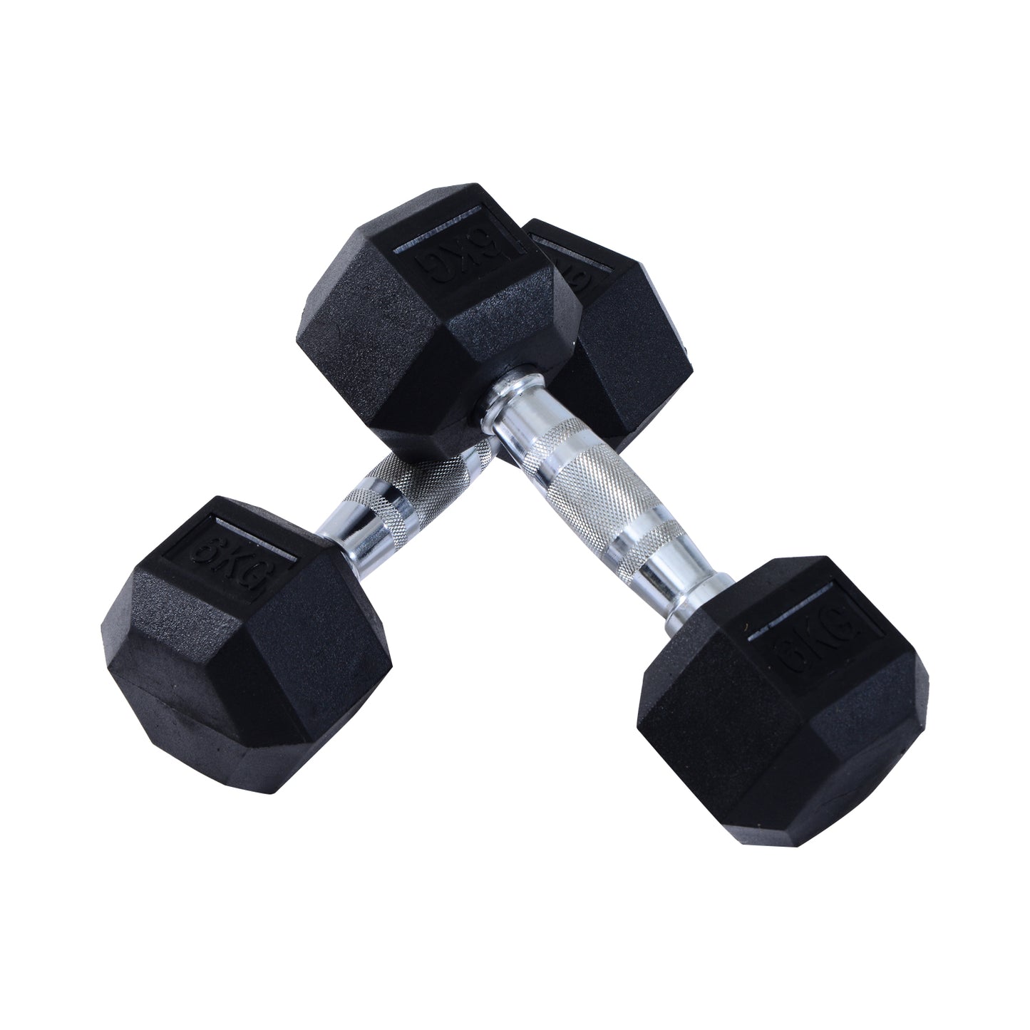 HOMCOM x6kg Hex Dumbbells Set Rubber Dumbbells Weight Lifting Equipment Fitness Home Gym