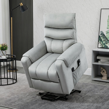 HOMCOM ibration Massage Rise and Recliner Chair, Electric Power Lift Recliner with Remote Control and Side Pockets, Grey