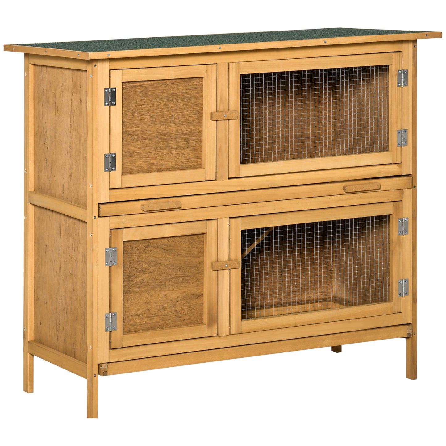 PawHut Two-Tier Rabbit Hutch, with Removable Trays, for 1-2 rabbits - Brown