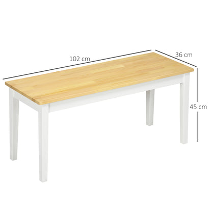 HOMCOM 02 cm Wood Dining Bench for 2 People, Wooden Bench for Kitchen, Dining Room, Entryway, White