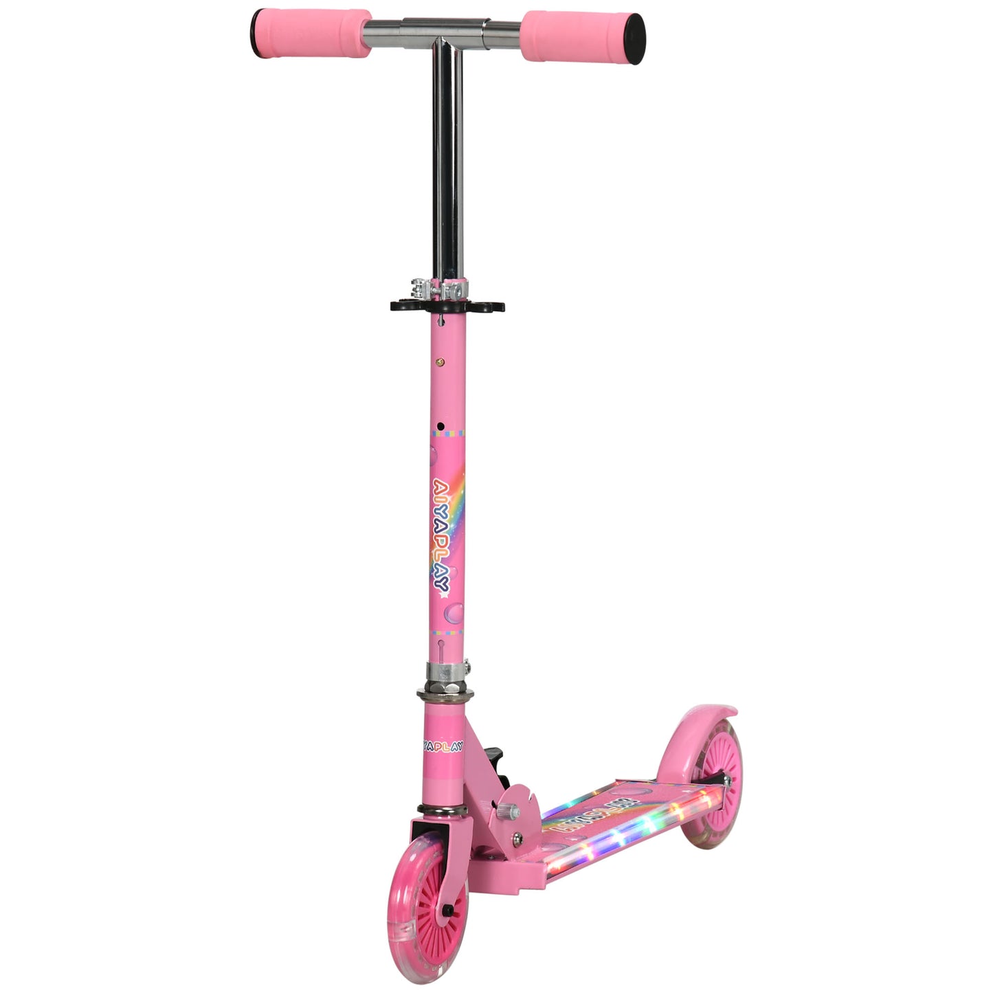 HOMCOM ids Scooter, with Lights, Music, Adjustable Height, Foldable Frame, for Ages 3-7 Years - Pink