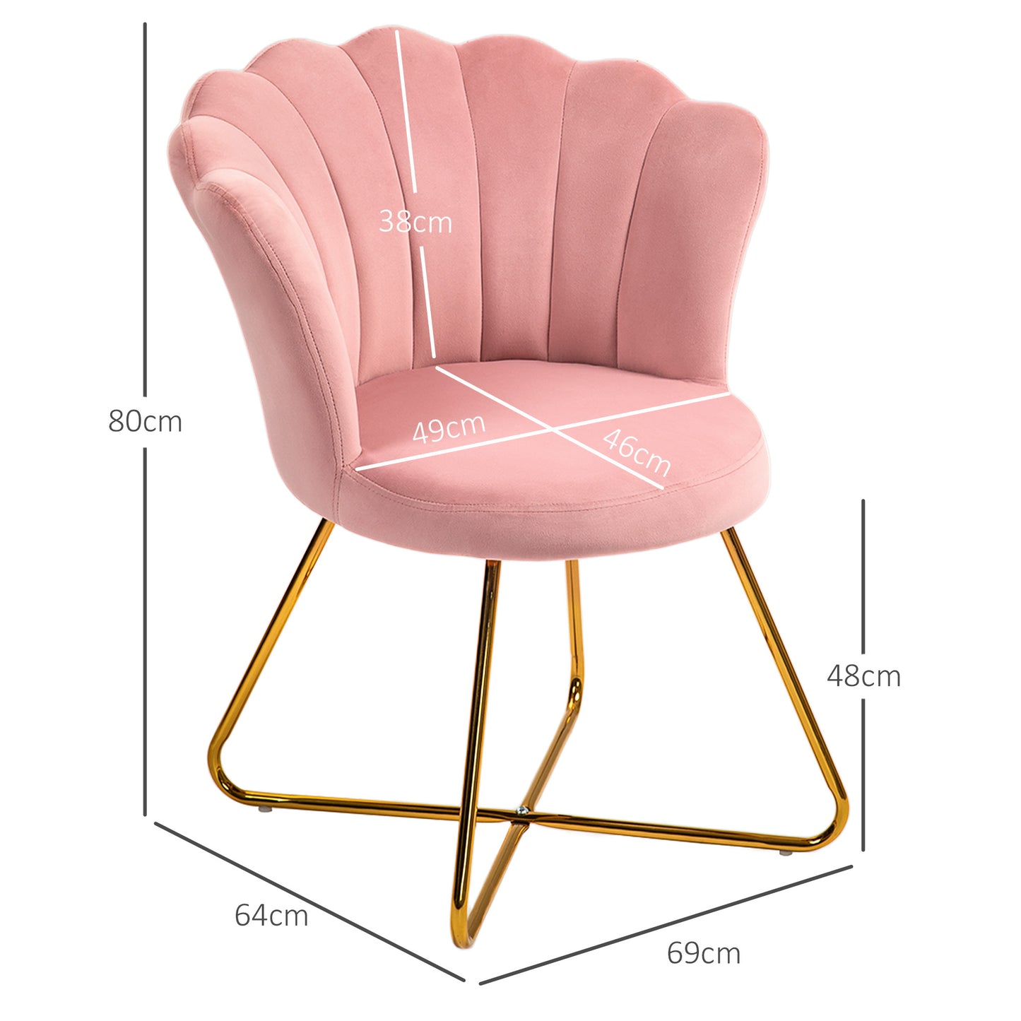 HOMCOM elvet-Feel Lotus Petal Accent Chair - Pink