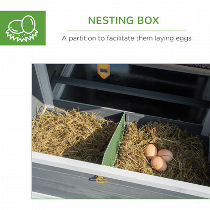 PawHut Deluxe Rabbit Hutch, Chicken Coop, Hen House, Wooden Poultry Cage with Plant Box, Openble Roof, Outdoor Run, Nesting Box, Removable Tray and Lockable Doors, 191.5 x 80 x 90cm