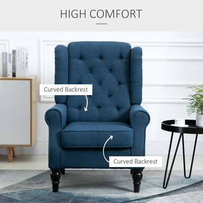 HOMCOM ingback Accent Chair, Retro Upholstered Button Tufted Occasional Chair for Living Room and Bedroom, Blue