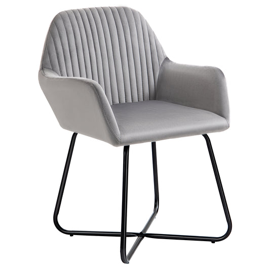 HOMCOM odern Arm Chair Upholstered Accent Chair with Metal Base for Living Room Grey