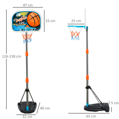 HOMCOM ids Basketball Hoop and Stand Portable Basketball Stand Set w/ Ball Pump Netting Backboard Adjustable Height from 126 cm to 158 cm