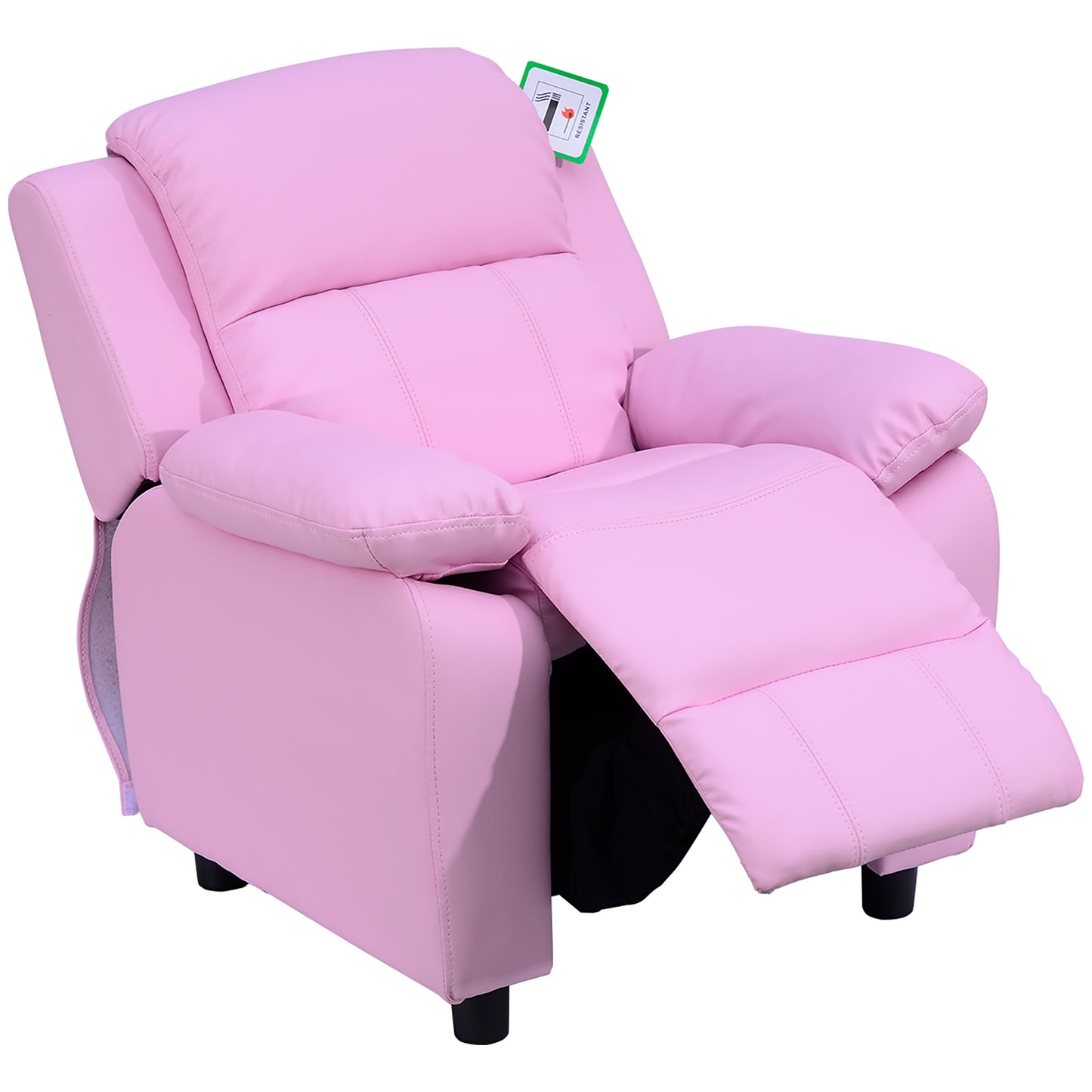 HOMCOM ids Sofa Armchair Toddler Recliner Children's Chair Lounger Games Chair PU Leather w/ Storage (Pink)